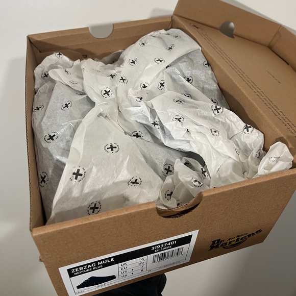 Dr. Martens Zebzag Suede Casual Slingback Platform Mules in Neptune Blue Sz 8 - Picture 6 of 7